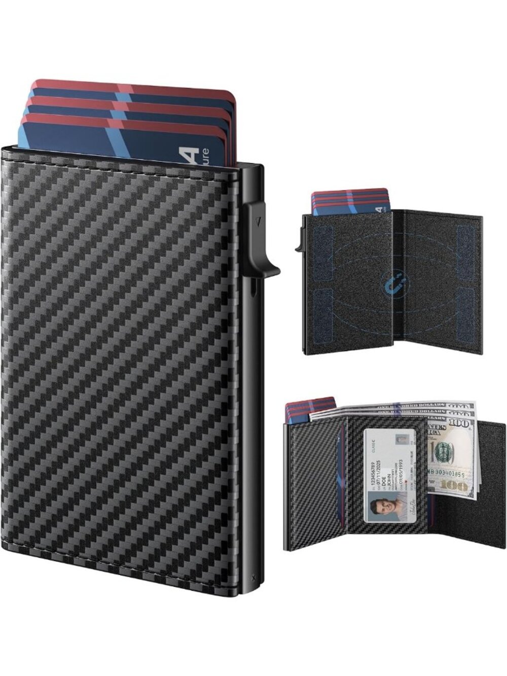 Slim RFID Blocking Wallet | Minimalist Aluminum Card Holder | Genuine Leather